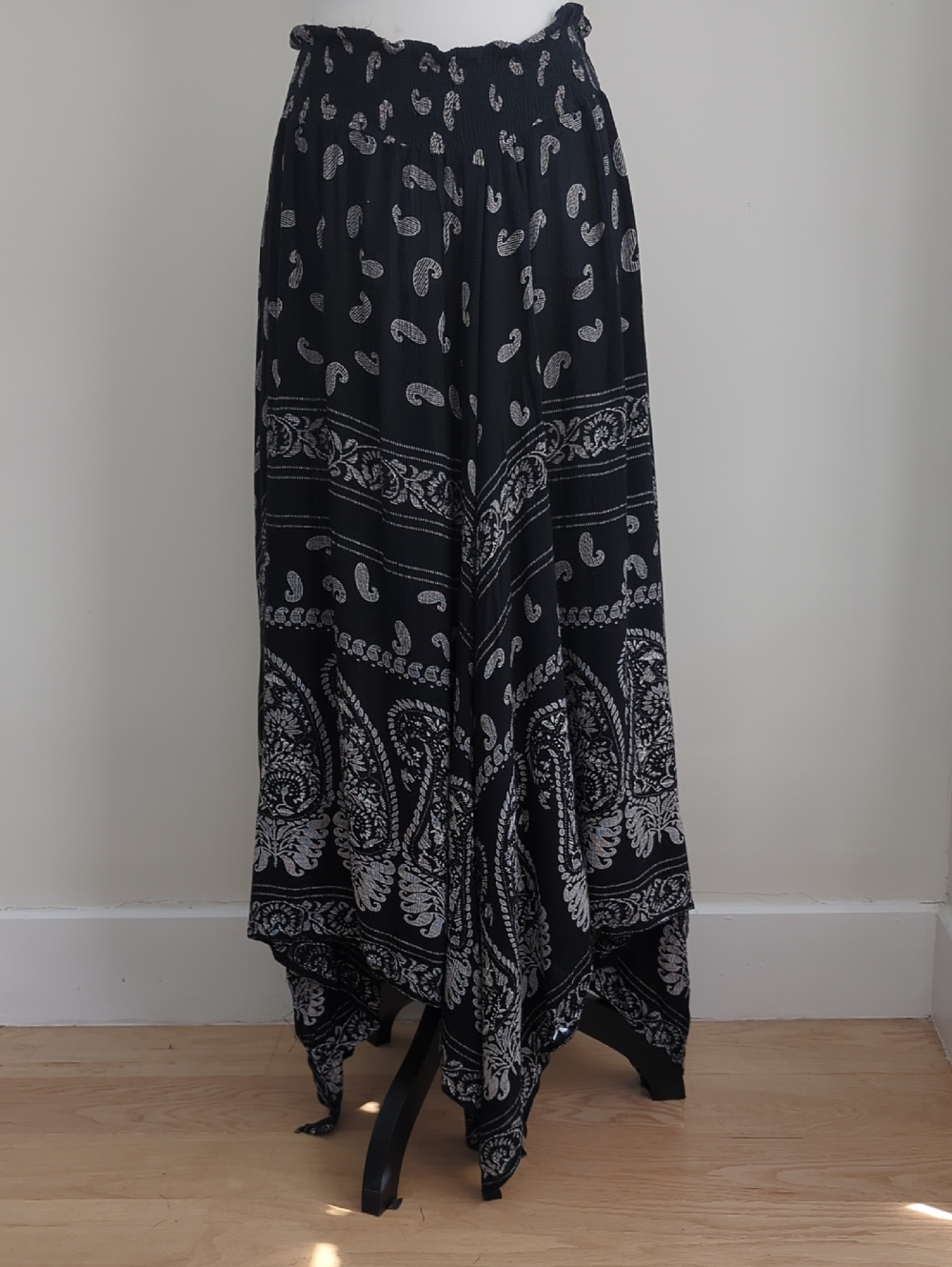 Patrons of Peace Boho Paisley Bandana Handkerchief Smocked Waist Maxi Skirt